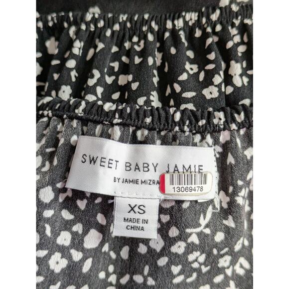 Sweet Baby Jamie Tiered Black Floral Midi Skirt Size XS - Picture 6 of 8